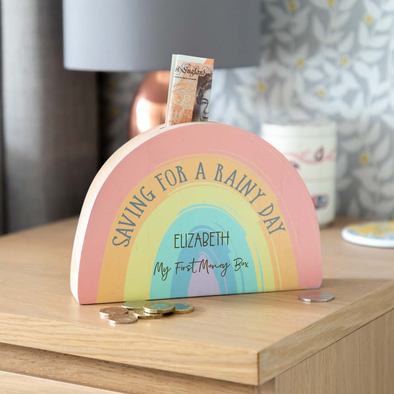 Personalised My First Rainbow Money Box