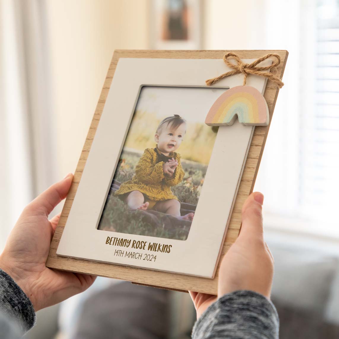 Personalised Rainbow Photo Frame New Baby Gift