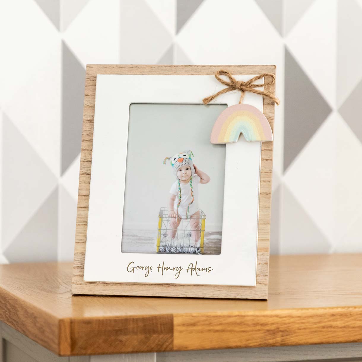 Personalised New Baby Gift Rainbow Photo Frame