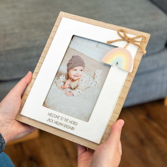 Personalised Welcome To The World Rainbow Photo Frame