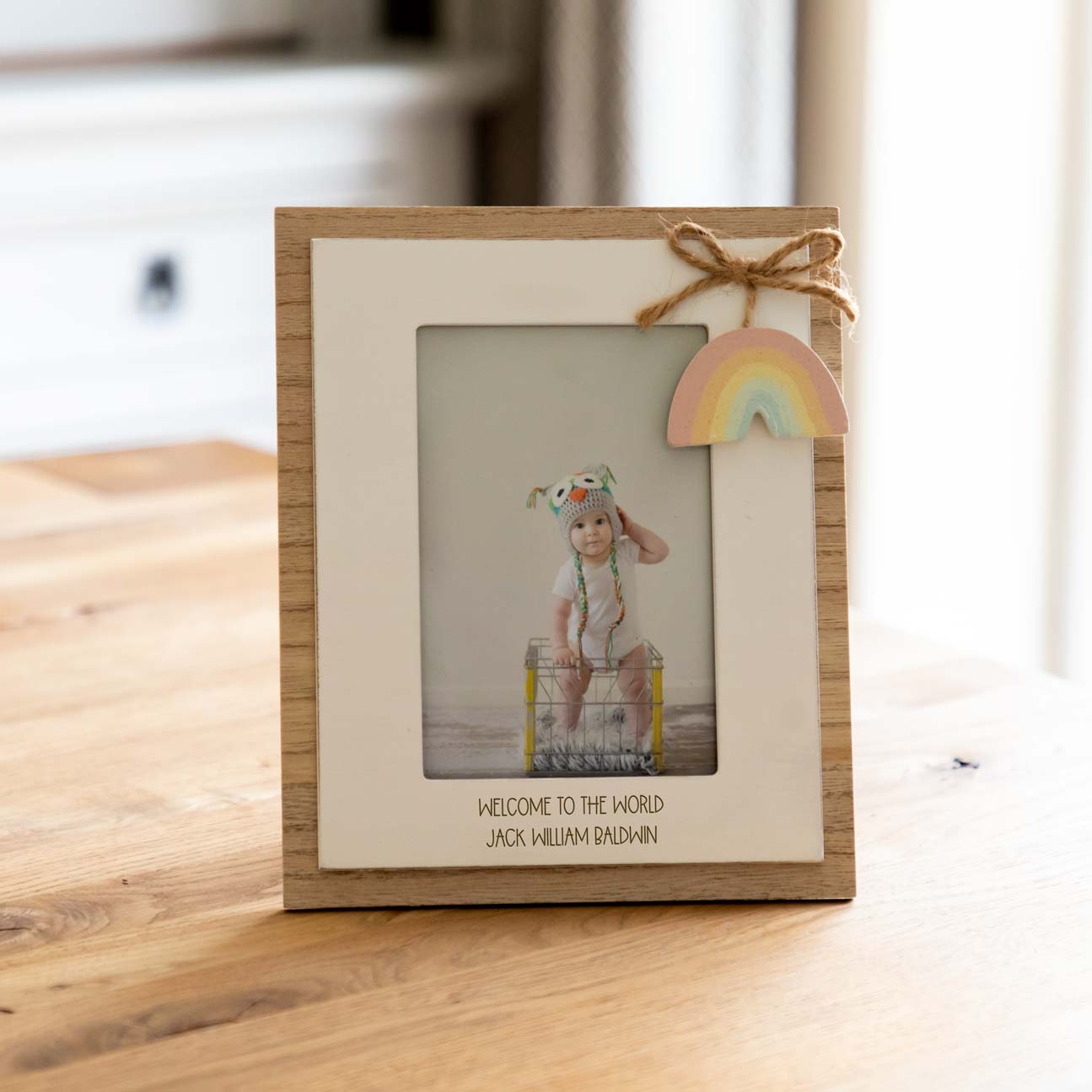 Personalised Welcome To The World Rainbow Photo Frame