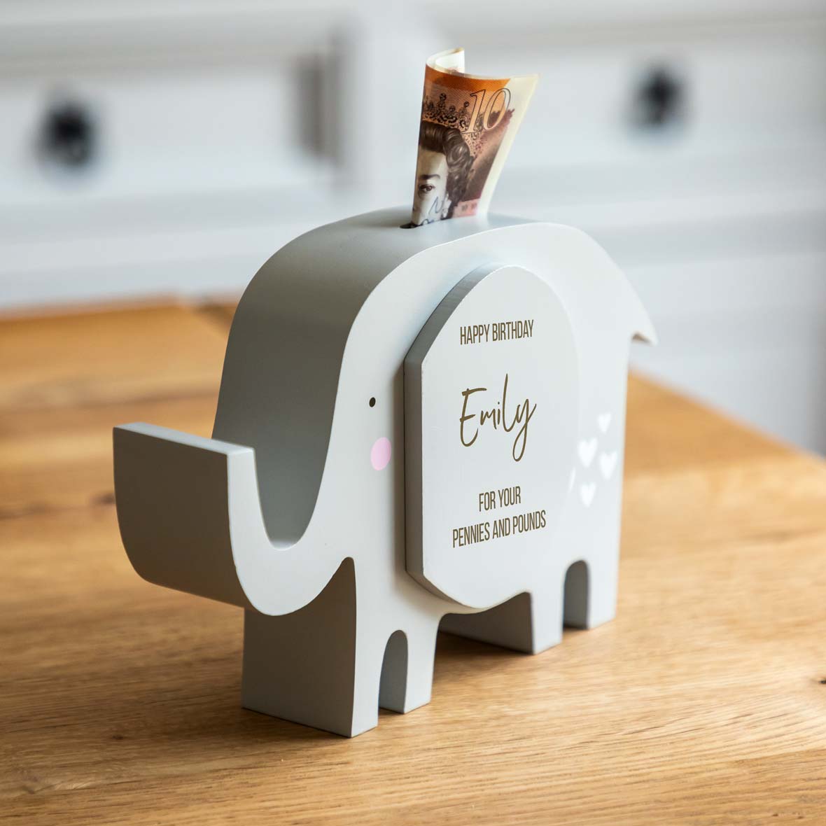 Personalised Elephant Money Box Birthday Gift