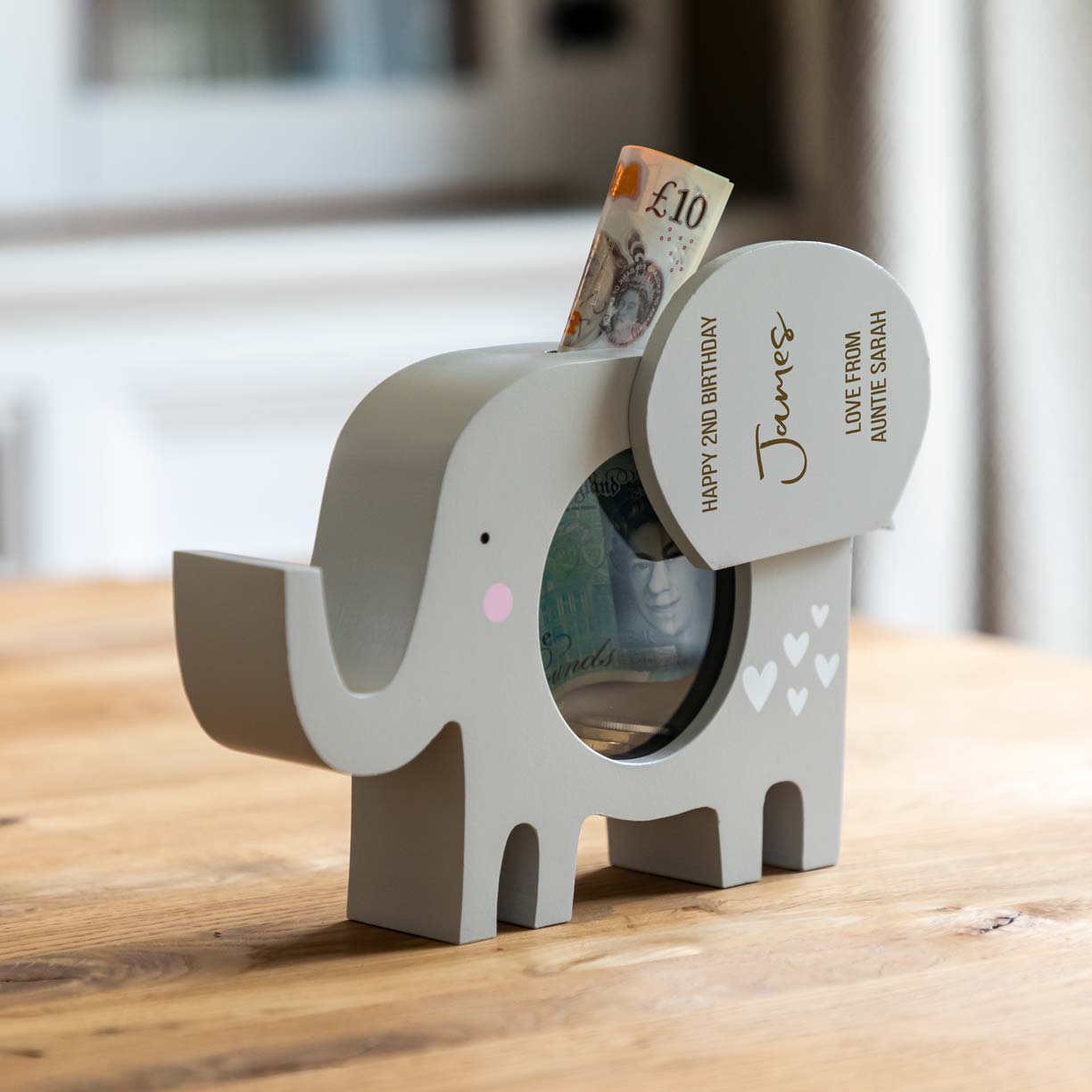 Personalised Elephant Money Box Birthday Gift