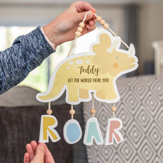 Personalised Let The World Hear You Roar Dinosaur Sign