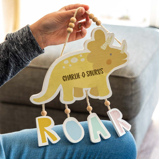 Personalised Name O Saurus Roar Dinosaur Sign