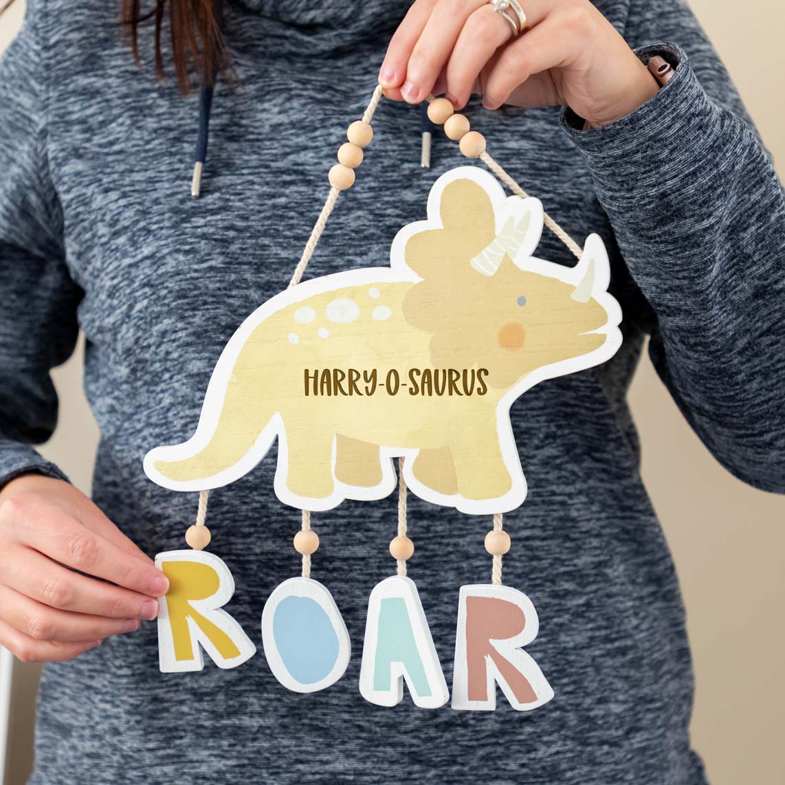 Personalised Name O Saurus Roar Dinosaur Sign