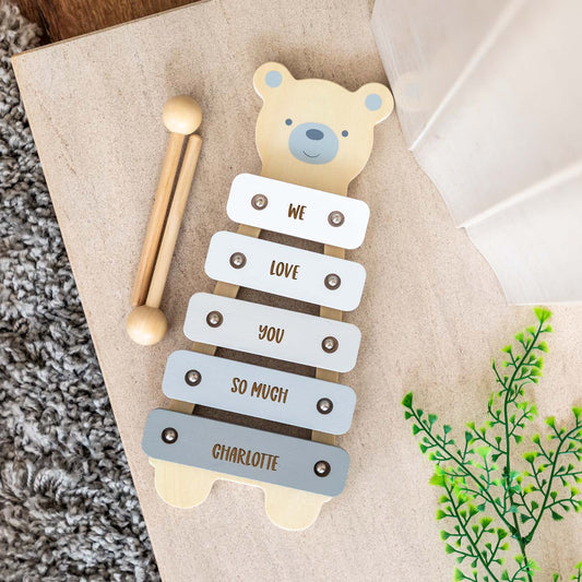 Personalised Wooden Bear Xylophone Toy