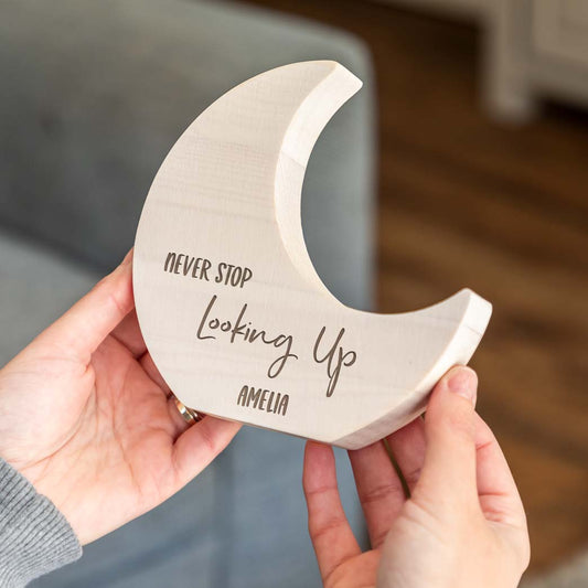 Personalised Never Stop Looking Up Moon New Baby Gift