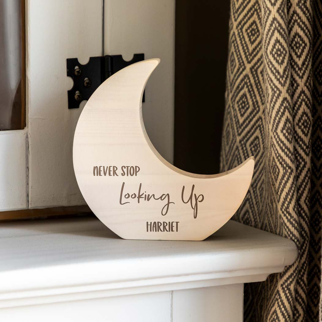 Personalised Never Stop Looking Up Moon New Baby Gift