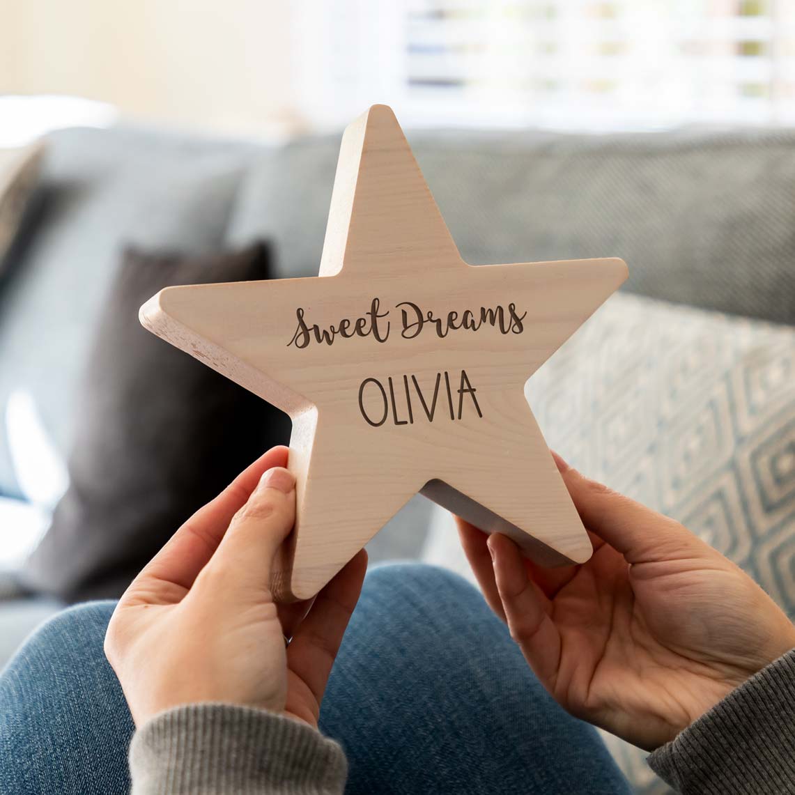 Personalised Sweet Dreams Wood Star New Baby Gift