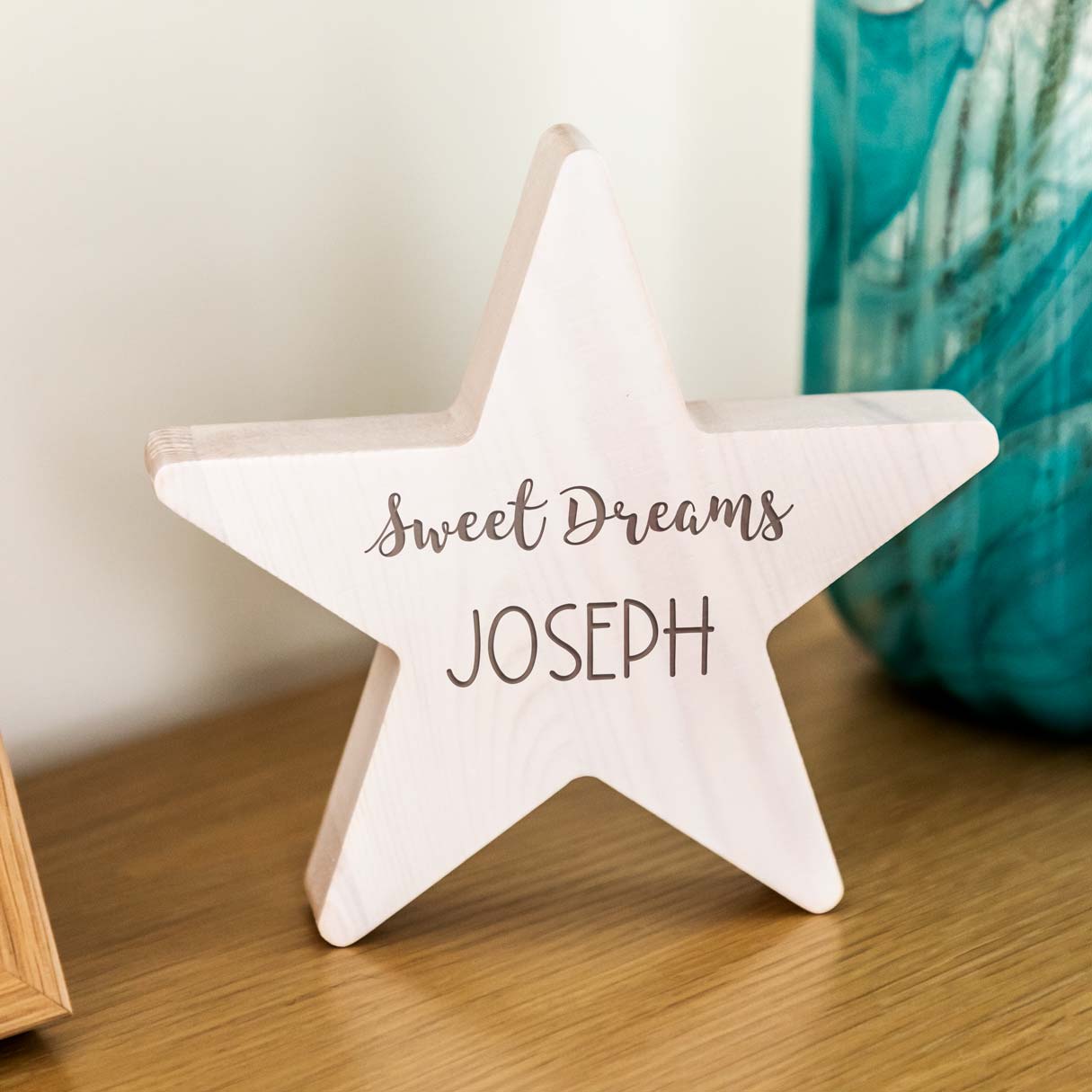 Personalised Sweet Dreams Wood Star New Baby Gift