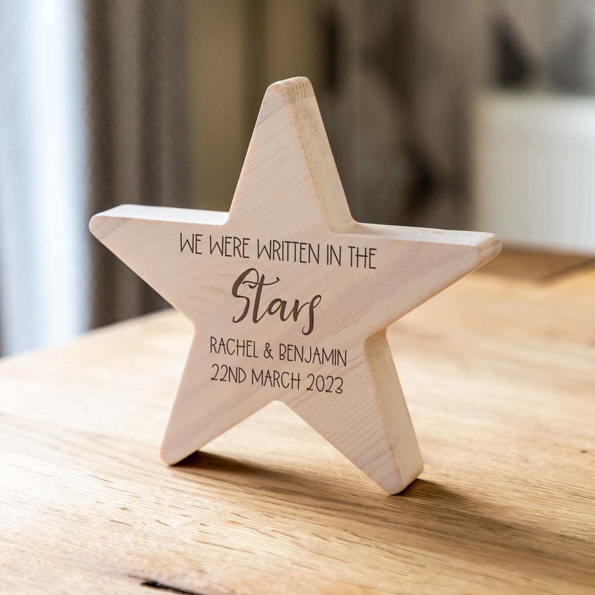 Personalised Written In The Stars Wood Star Anniversary Gift