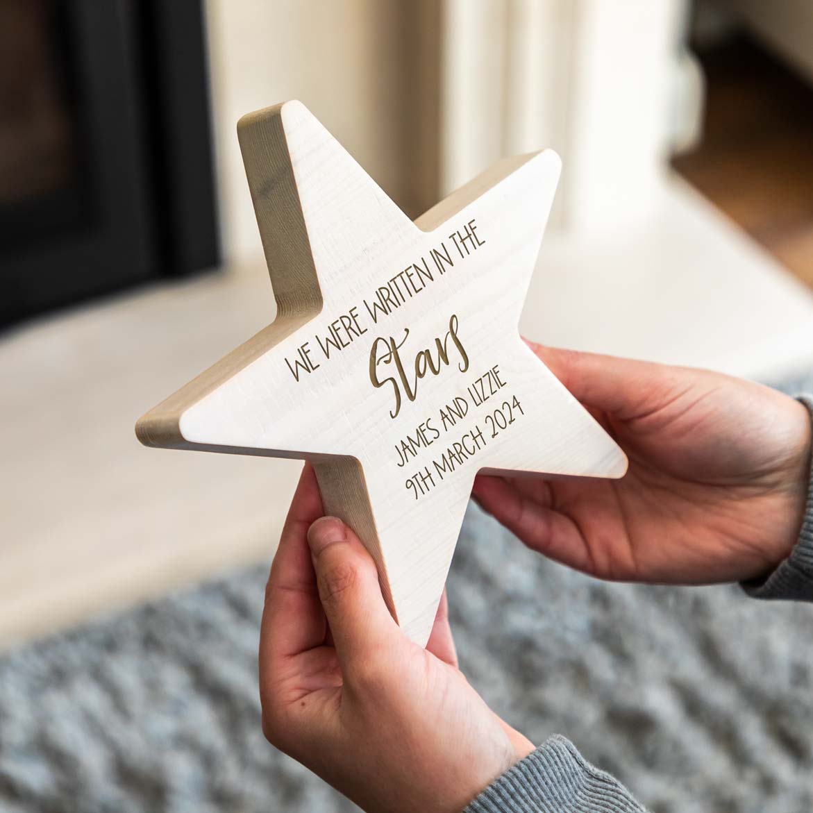 Personalised Written In The Stars Wood Star Anniversary Gift