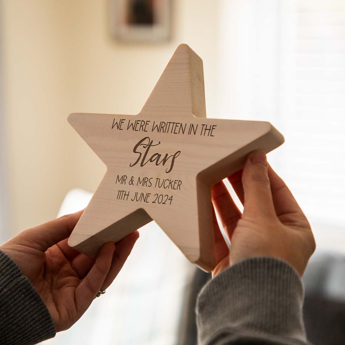 Personalised Written In The Stars Wood Star Anniversary Gift