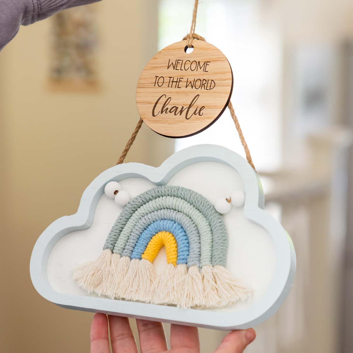 Personalised Welcome To The World Cloud Nursery Sign