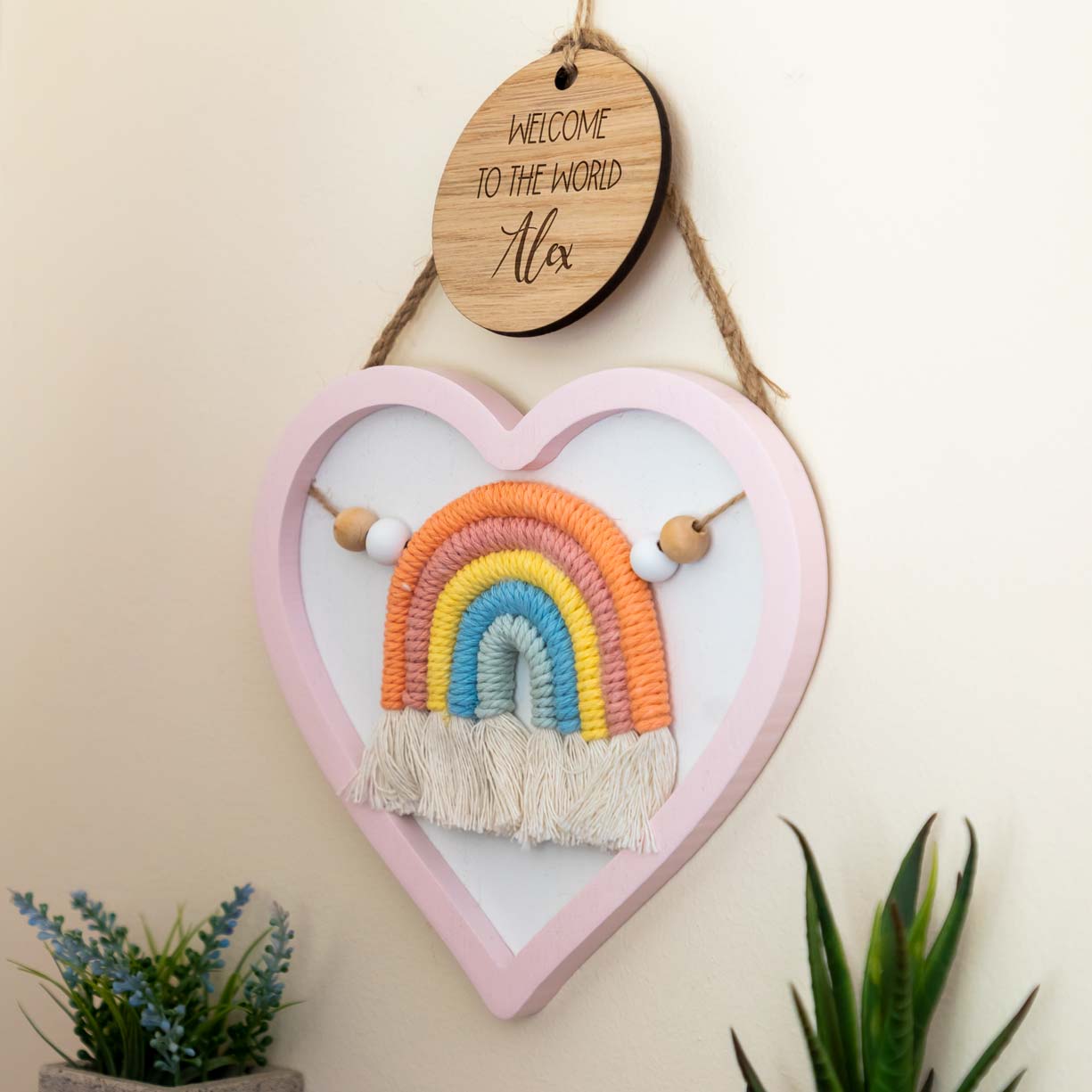 Personalised Welcome To The World Heart Nursery Sign