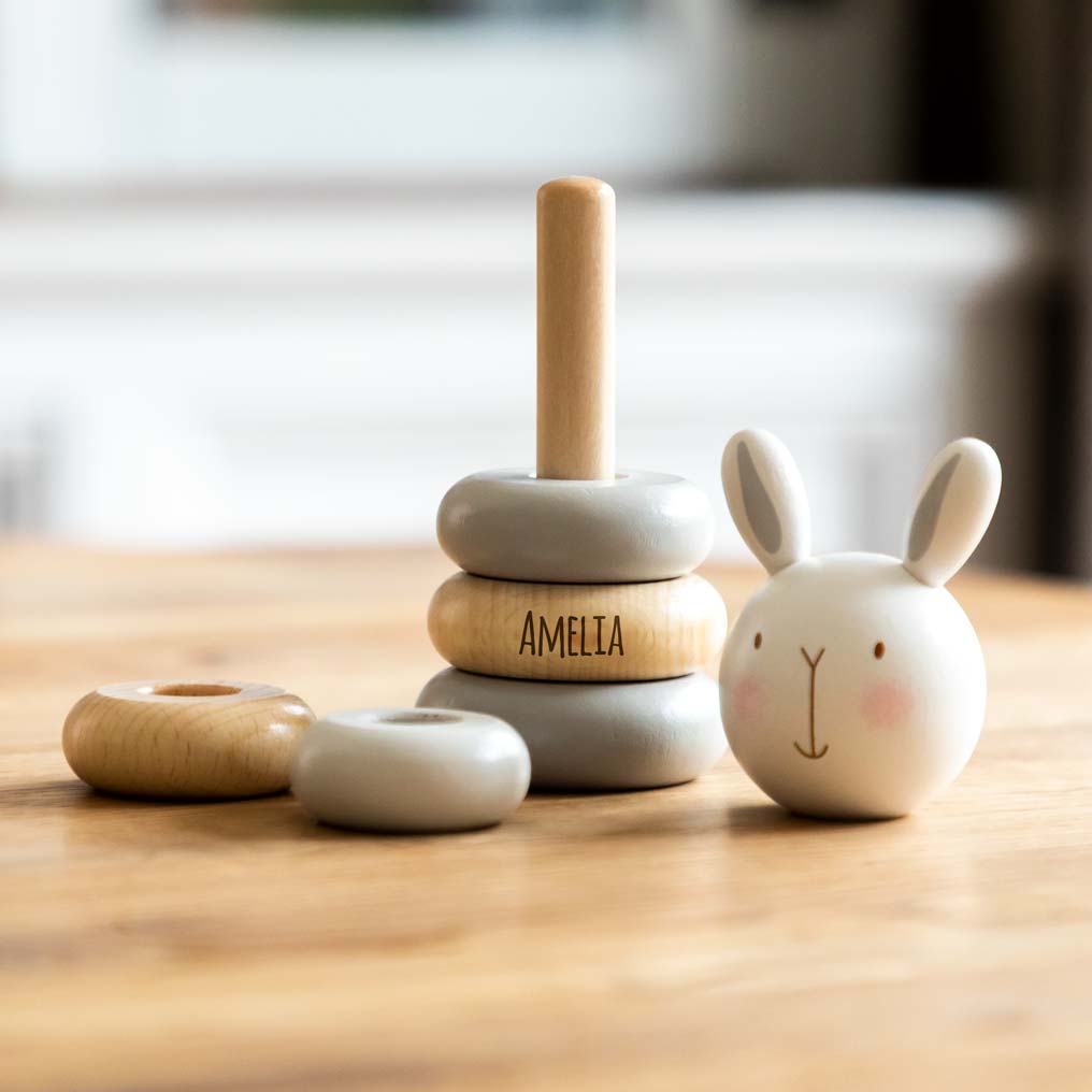 Toy Stack Rabbit Personalised Wooden Stacking Toy Rabbit Bear or Elephant – Little Bear ...