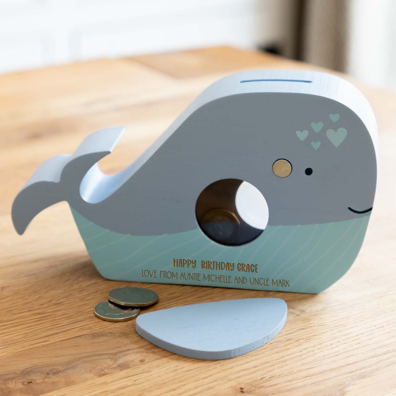 Personalised Whale Money Box Birthday Gift For Children