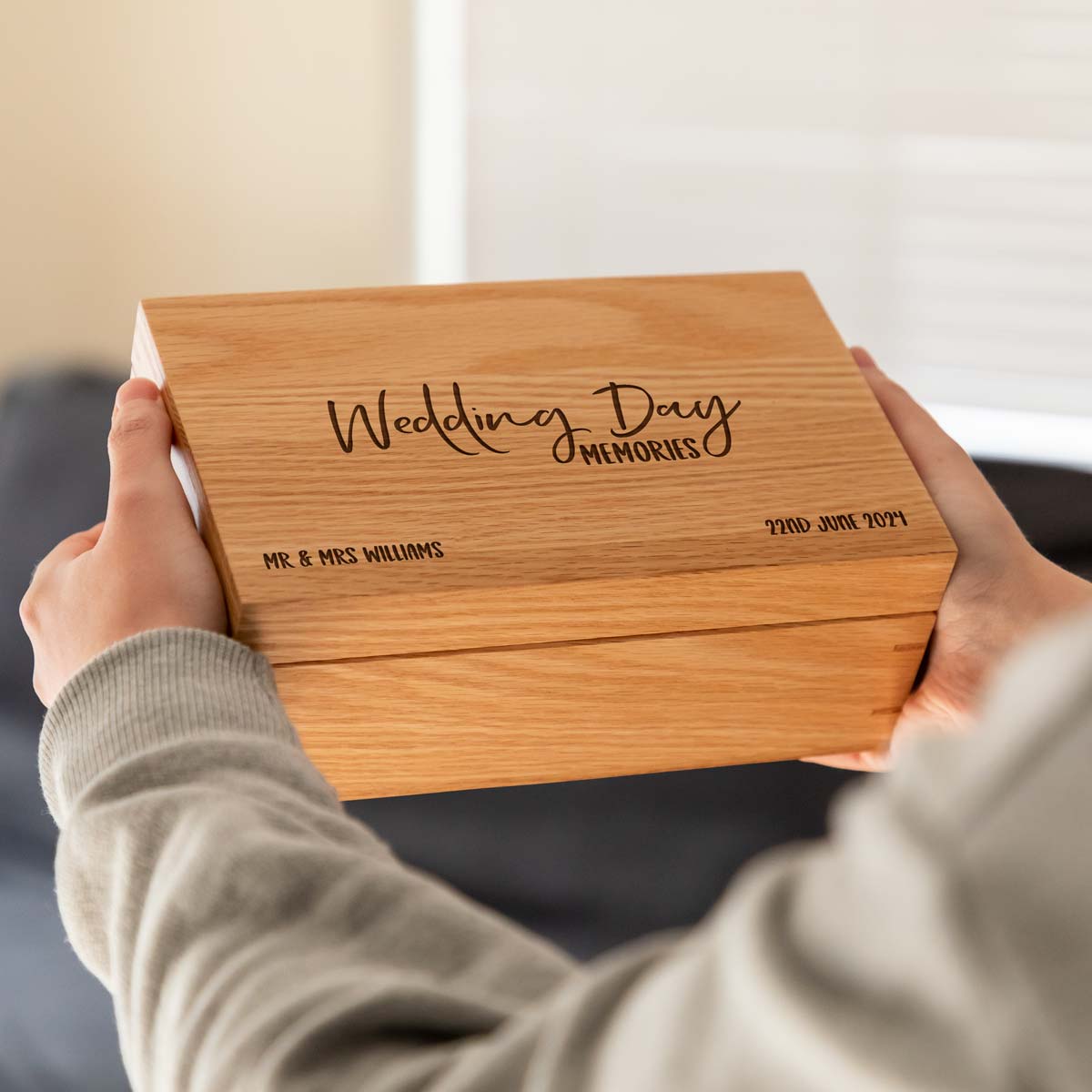 Personalised Wedding Gift Oak Keepsake Box