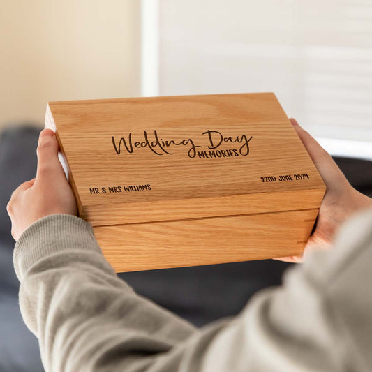 Personalised Wedding Gift Oak Keepsake Box