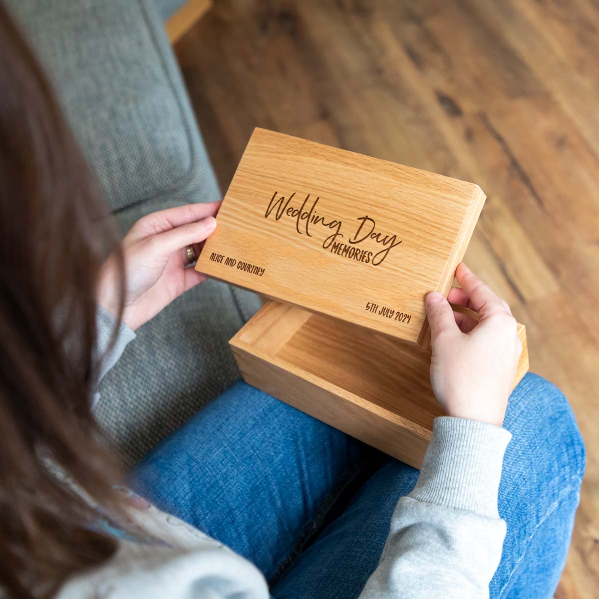 Personalised Wedding Gift Oak Keepsake Box