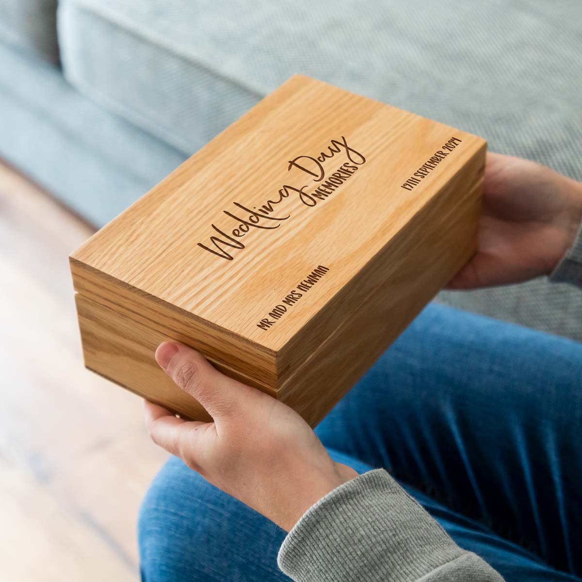 Personalised Wedding Gift Oak Keepsake Box