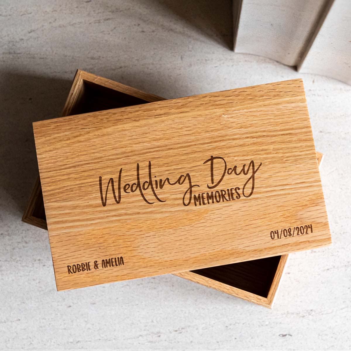 Personalised Wedding Gift Oak Keepsake Box