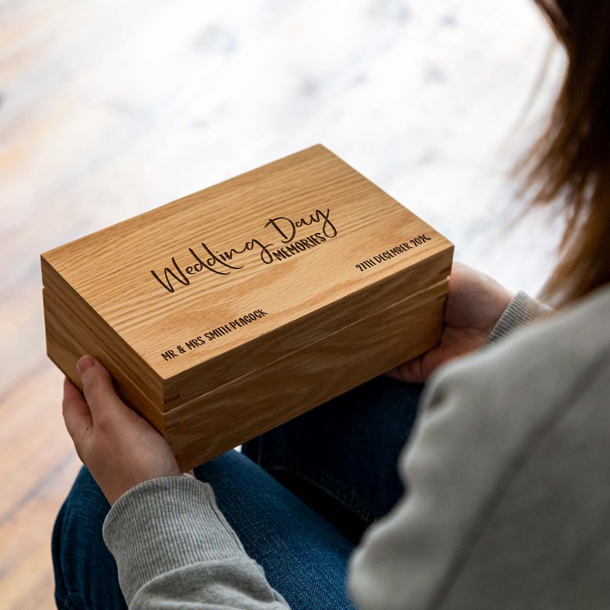 Personalised Wedding Gift Oak Keepsake Box
