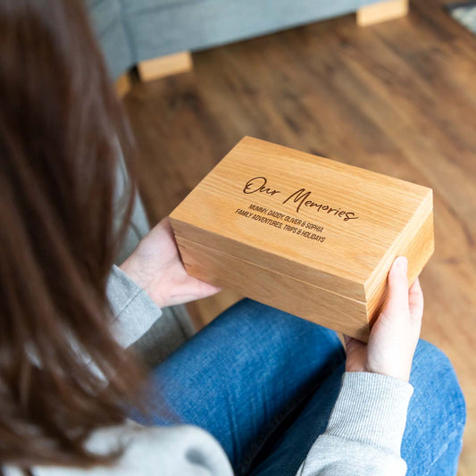 Personalised Our Memories Oak Keepsake Box Gift