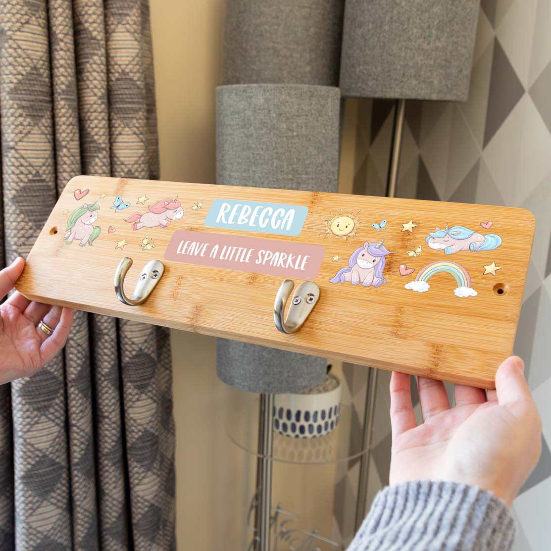 Personalised Unicorn Wall Mounted Coat Hooks For Children's Bedroom
