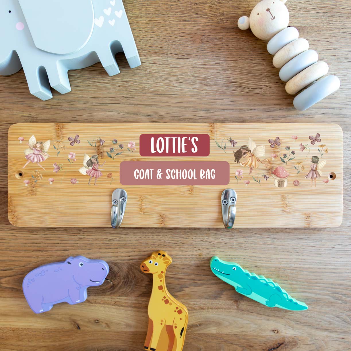Personalised Fairy Wall Mounted Coat Hooks For Kids Bedroom