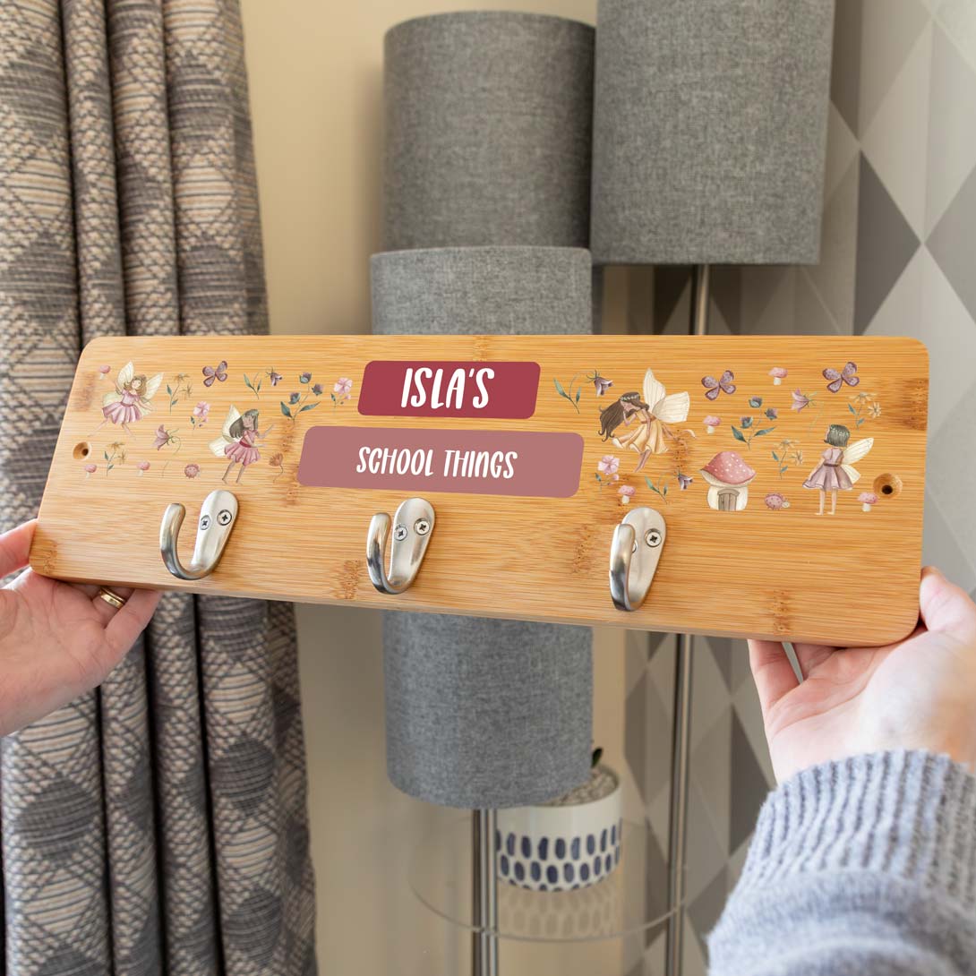 Personalised Fairy Wall Mounted Coat Hooks For Kids Bedroom