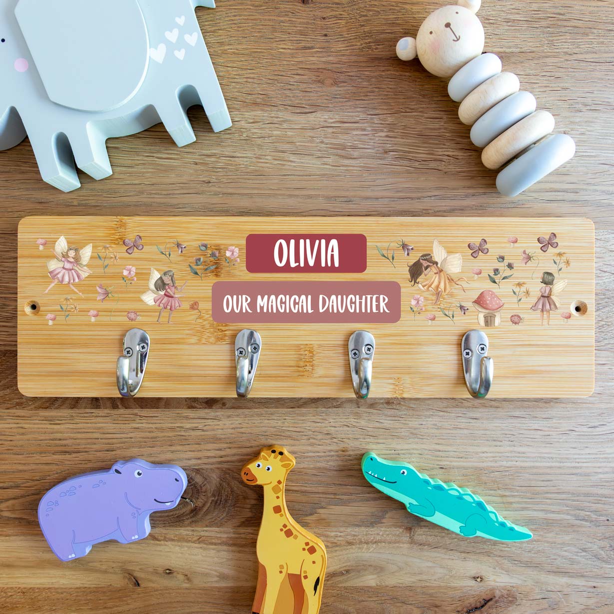 Personalised Fairy Wall Mounted Coat Hooks For Kids Bedroom