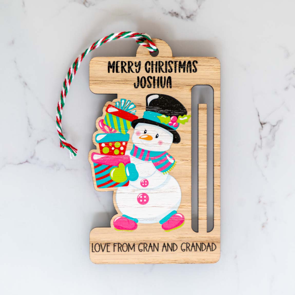 Personalised Snowman Christmas Money Gift Holder