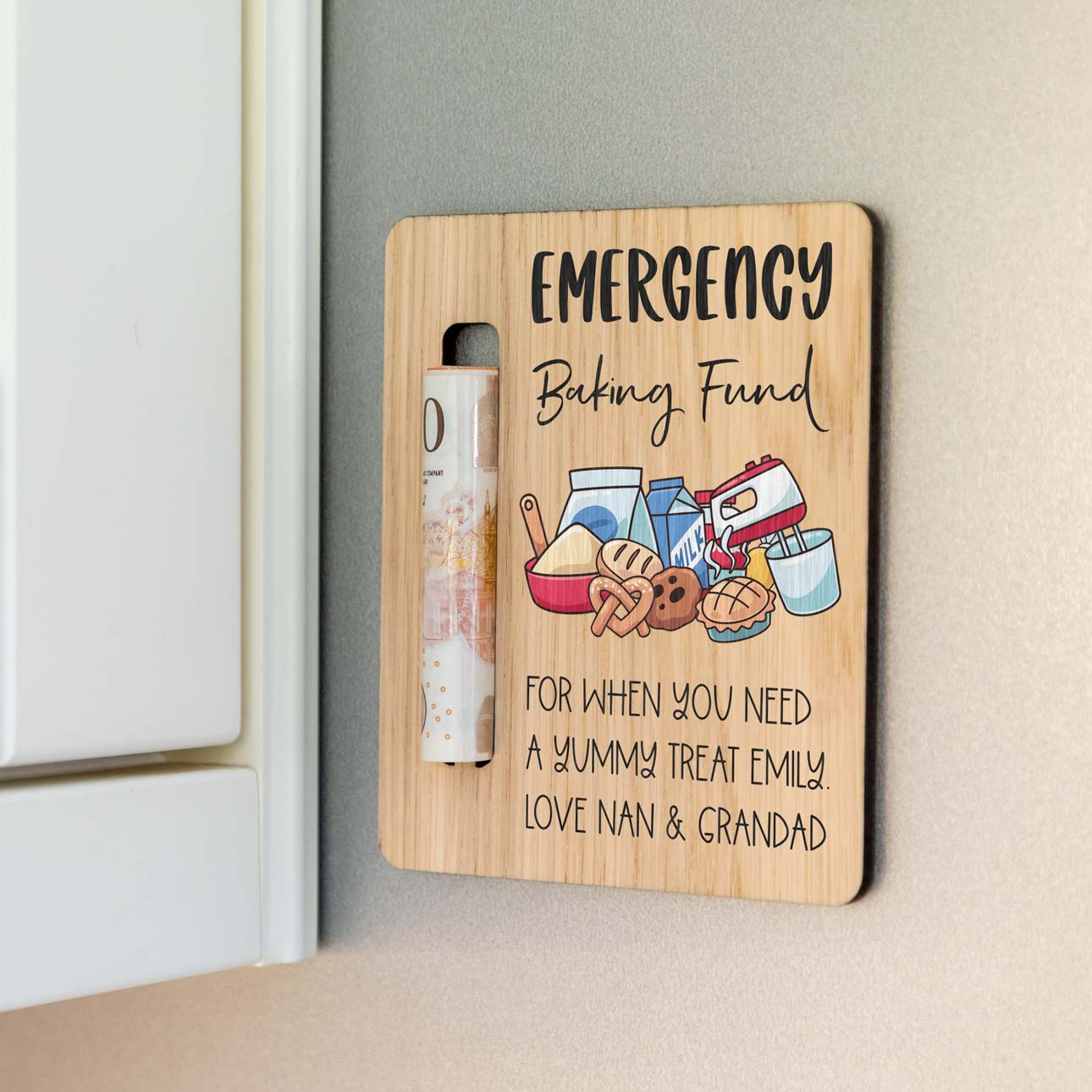 Personalised Emergency Baking Fund Money Holder Magnet