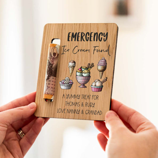 Personalised Emergency Ice Cream Fund Money Holder Magnet