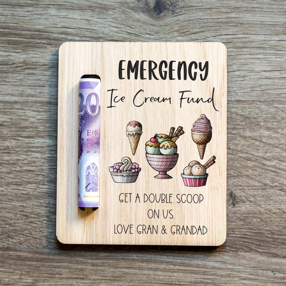 Personalised Emergency Ice Cream Fund Money Holder Magnet