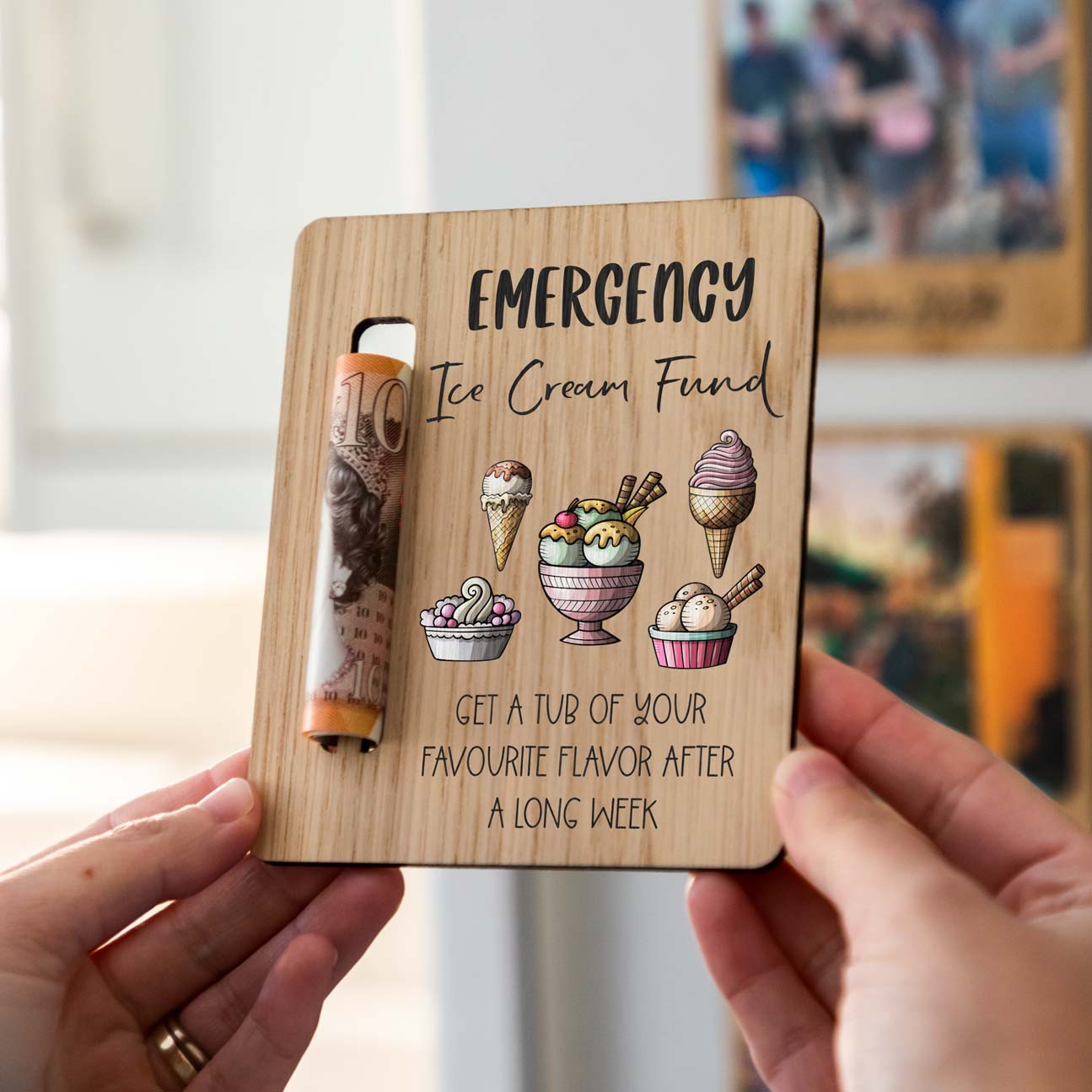 Personalised Emergency Ice Cream Fund Money Holder Magnet