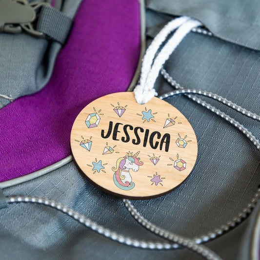 Personalised School Bag Tag Unicorn Sparkle