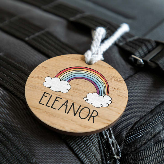 Personalised School Bag Name Tag Rainbow