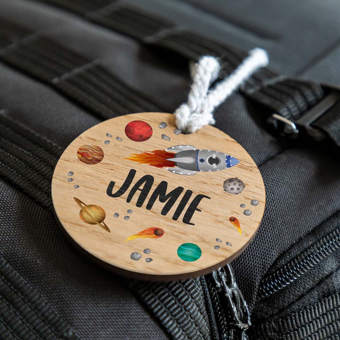 Personalised School Bag Name Tag Outer Space