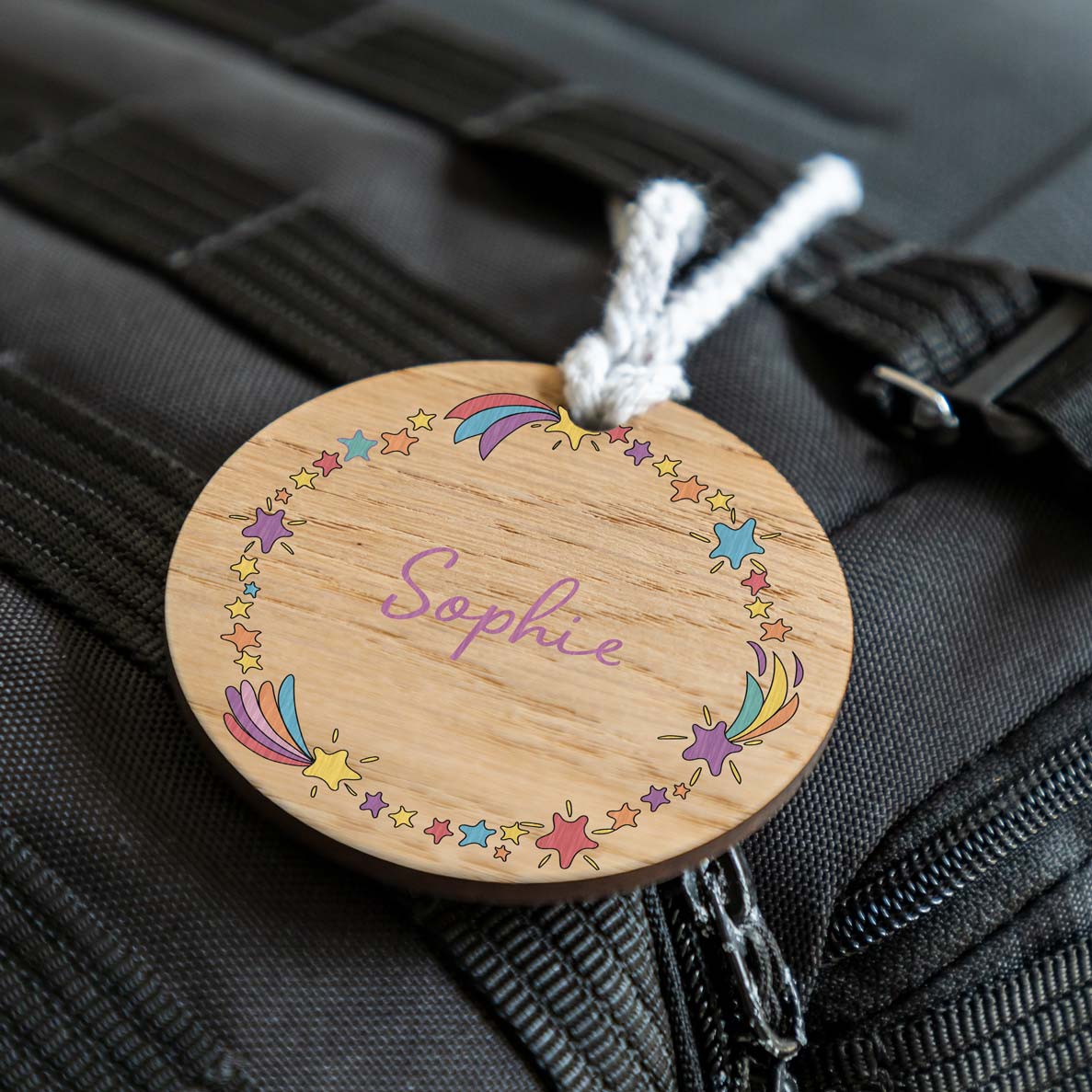 Personalised School Bag Tag Shooting Stars