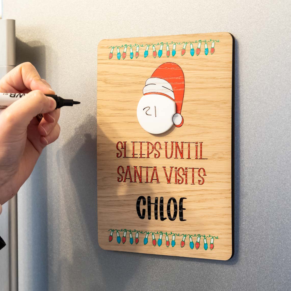 Personalised Santa Christmas Countdown Magnet or Stand