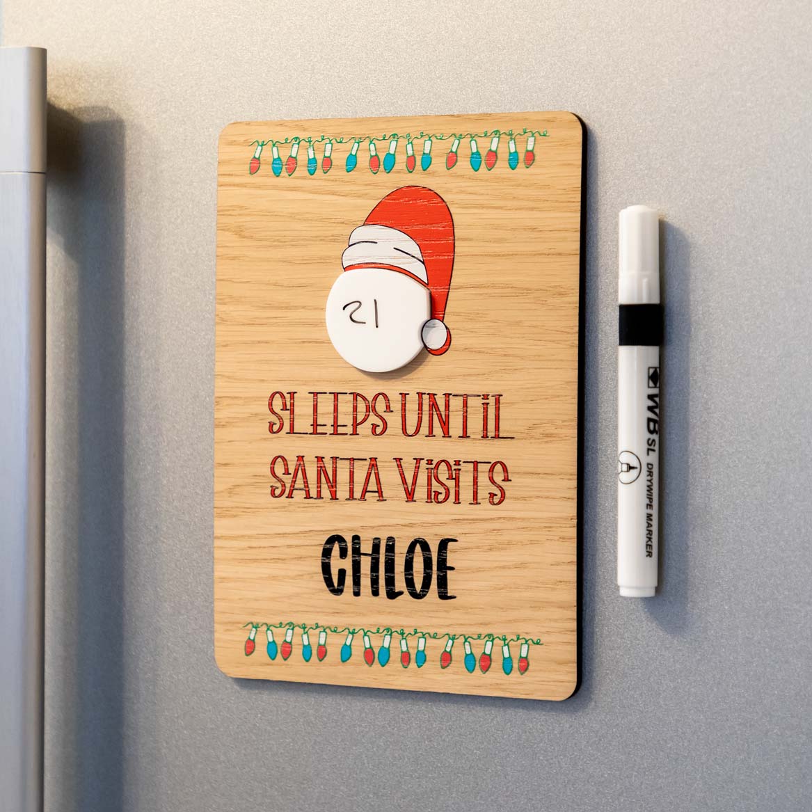 Personalised Santa Christmas Countdown Magnet or Stand