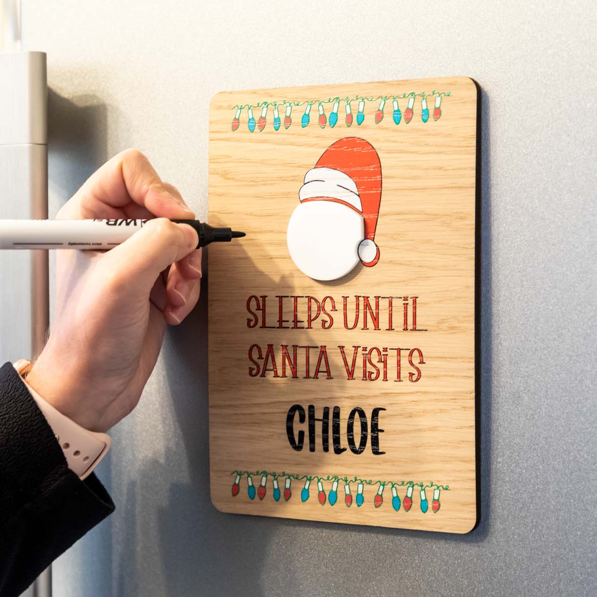 Personalised Santa Christmas Countdown Magnet or Stand