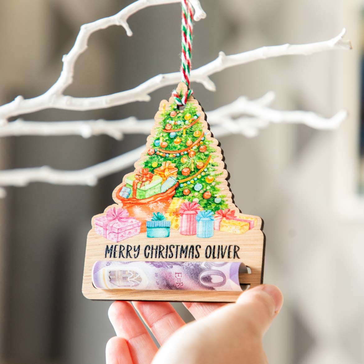 Personalised Christmas Tree Money Gift Holder