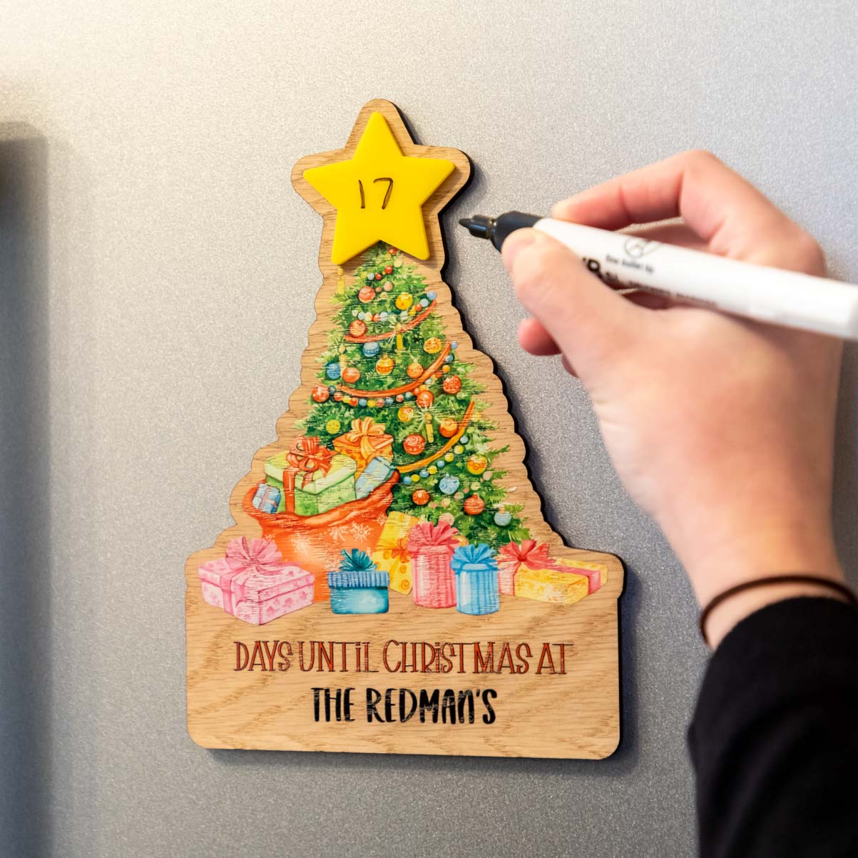 Personalised Christmas Tree Countdown Magnet or Stand