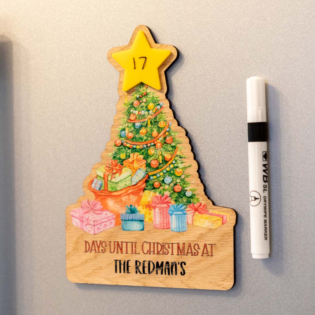 Personalised Christmas Tree Countdown Magnet or Stand