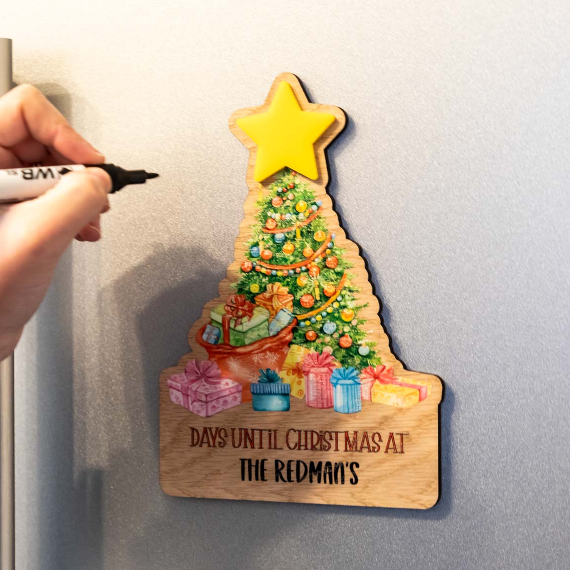 Personalised Christmas Tree Countdown Magnet or Stand