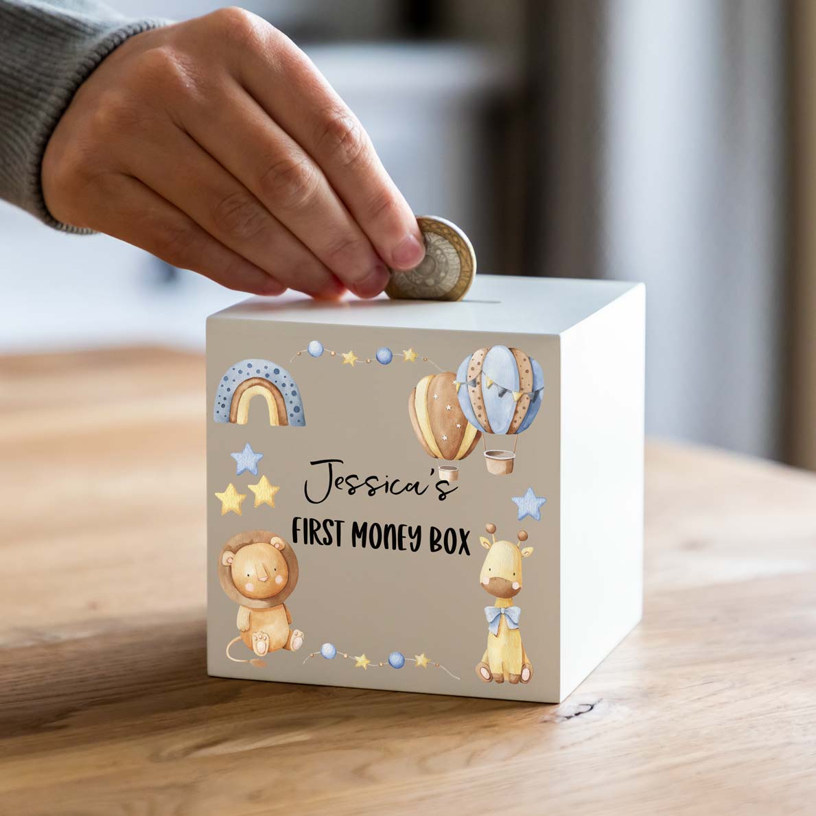 Personalised White Money Box New Baby Gift